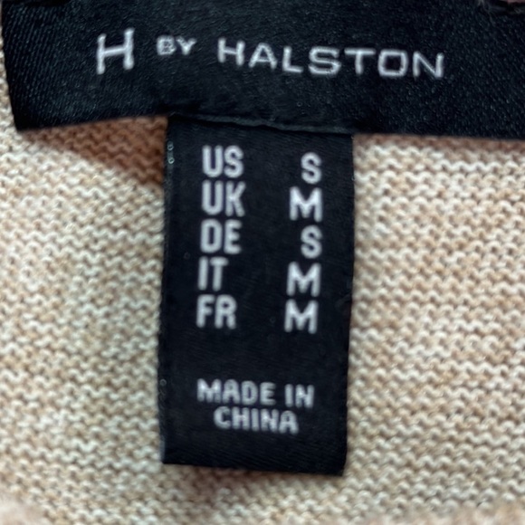 H by Halston V-neck Open Sleeves/Cape Back Heathered Tan Cotton/Rayon Sweater S - Picture 8 of 10